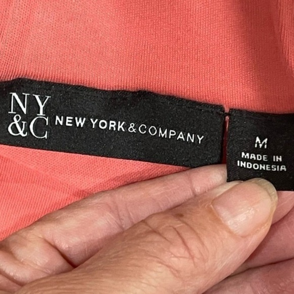 NWT New York‎ & Company Jumpsuit Medium Coral Ruffle Sleeve Tie Waist Career - Picture 2 of 11